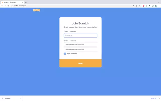 Scratch Lesson 2: Register for Scratch