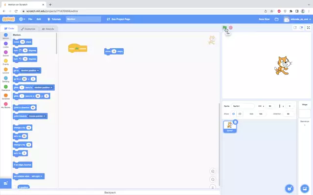 Scratch Lesson 5: Motion Move Block