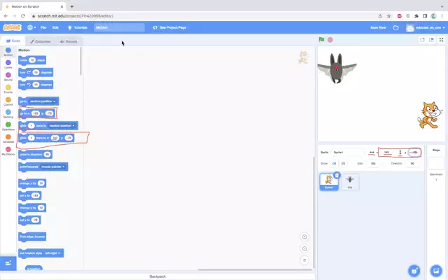 Scratch Lesson 7: Rotation & Coordinates